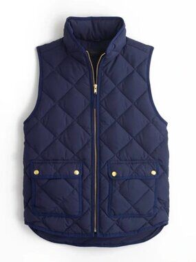 J. Crew Quilted Excursion puffer Vest with Gold Hardware